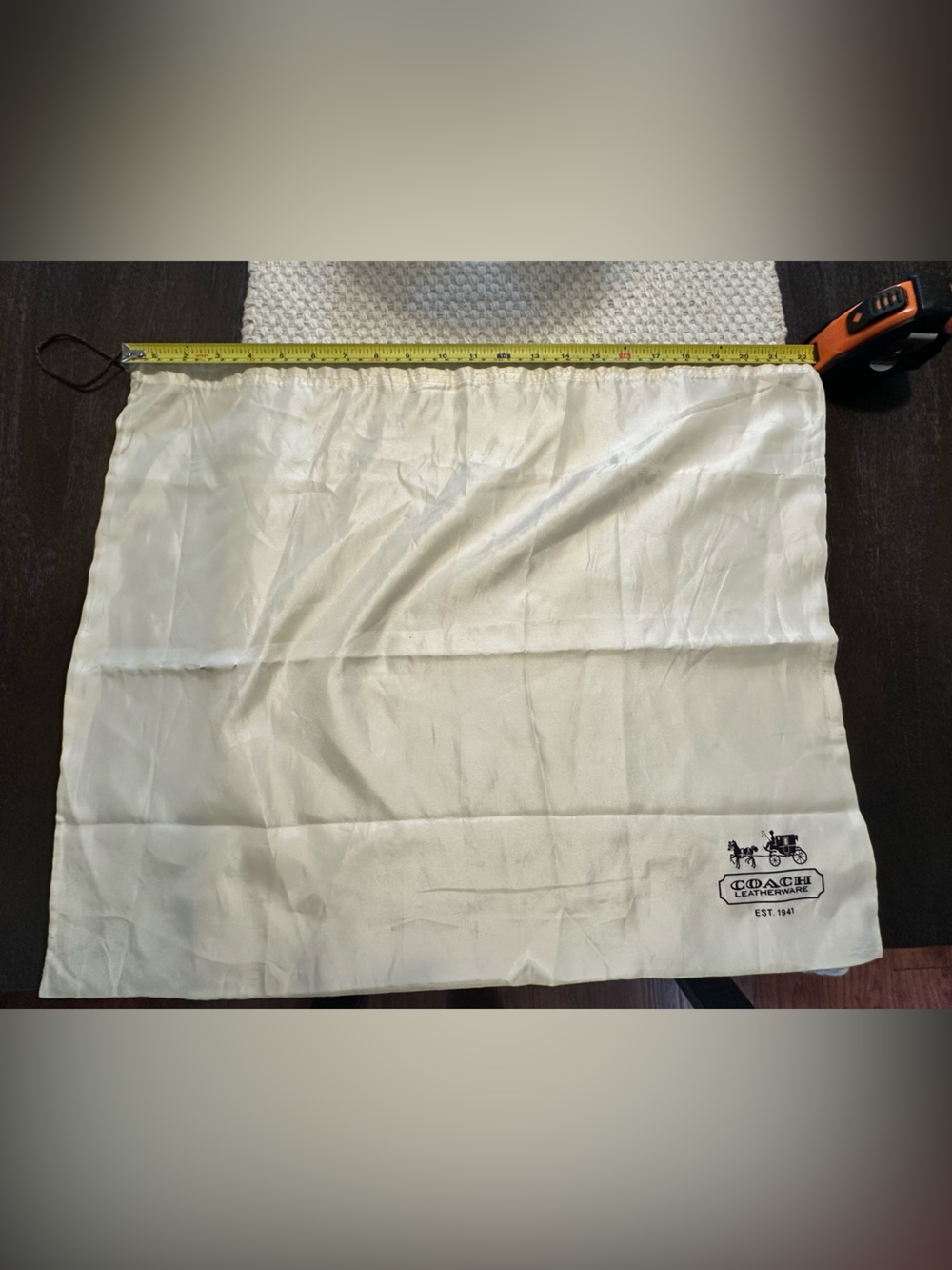 Coach Cream Drawstring Dust Bag with Carriage Logo